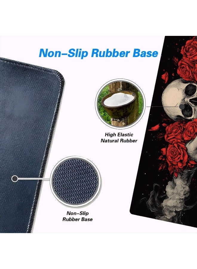 Gothic Skull Gaming Mouse Pad Large Rose Horror Dark Fantasy Mousepad Large Gaming Mouse Pad Laptop Keyboard Mat Non-Slip Rubber Base Keyboard Desk Pad for Home Office Study Game 70 CM x 30 CM x 2 MM - Image 5