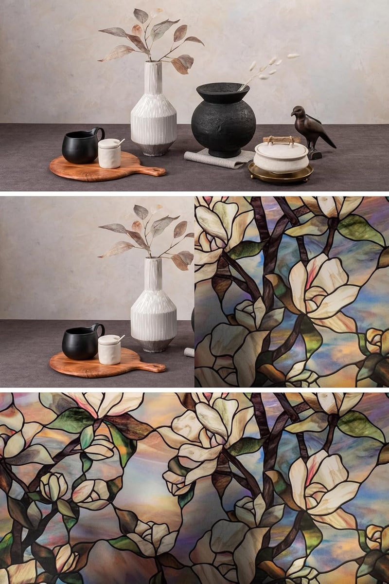 Artscape Star Magnolia | Privacy Window Film with Vibrant Colored Pattern | Non-Adhesive & UV Protection | Easy to Apply & Removable | 24 x 36 Inches | Made in USA - Image 4