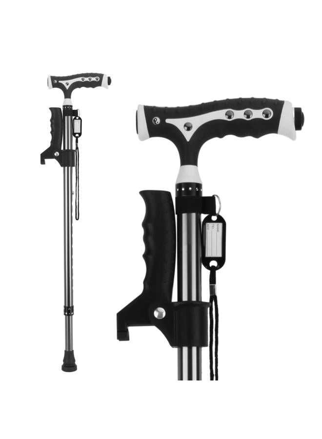 Yayayo Hold 440 Lbs Walking Cane for Men & Women Aluminum Alloy Lightweight Height Adjustable Walking Stick Heavy Duty Foldbale Free Standing Cane with LED for Seniors Adults - Image 1
