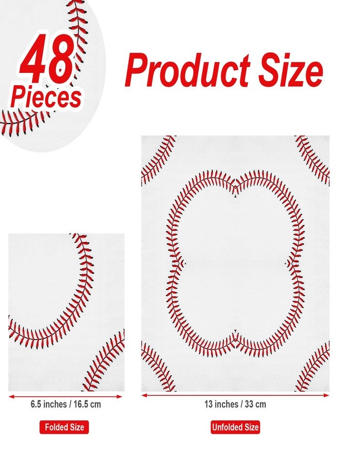 Aodaer 48 Pieces Baseball Napkins - 13 x 13 Inches Disposable Pattern Napkins for Sports Party Supplies, Birthday Party Decorations - Image 2