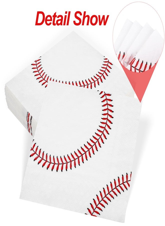 Aodaer 48 Pieces Baseball Napkins - 13 x 13 Inches Disposable Pattern Napkins for Sports Party Supplies, Birthday Party Decorations - Image 4