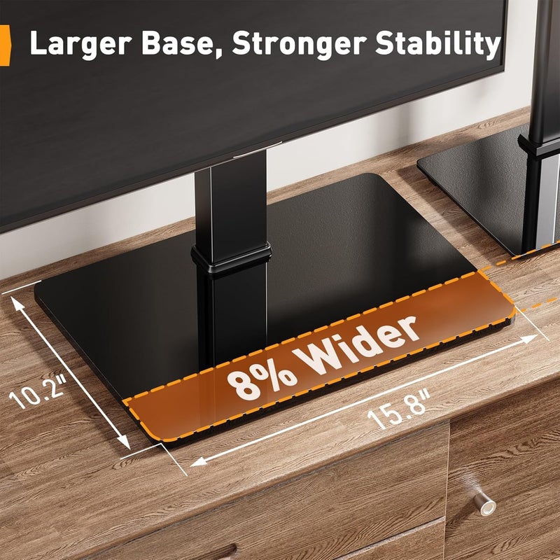 Perlegear Table Top TV Stand Mount, Universal Swivel TV Stand for 32â€“60,65 Inch LCD/LED/OLED TVs up to 88 lbs with Tempered Glass Base, Height Adjustable TV Base with Tilt, Max VESA 400x400mm - Image 5