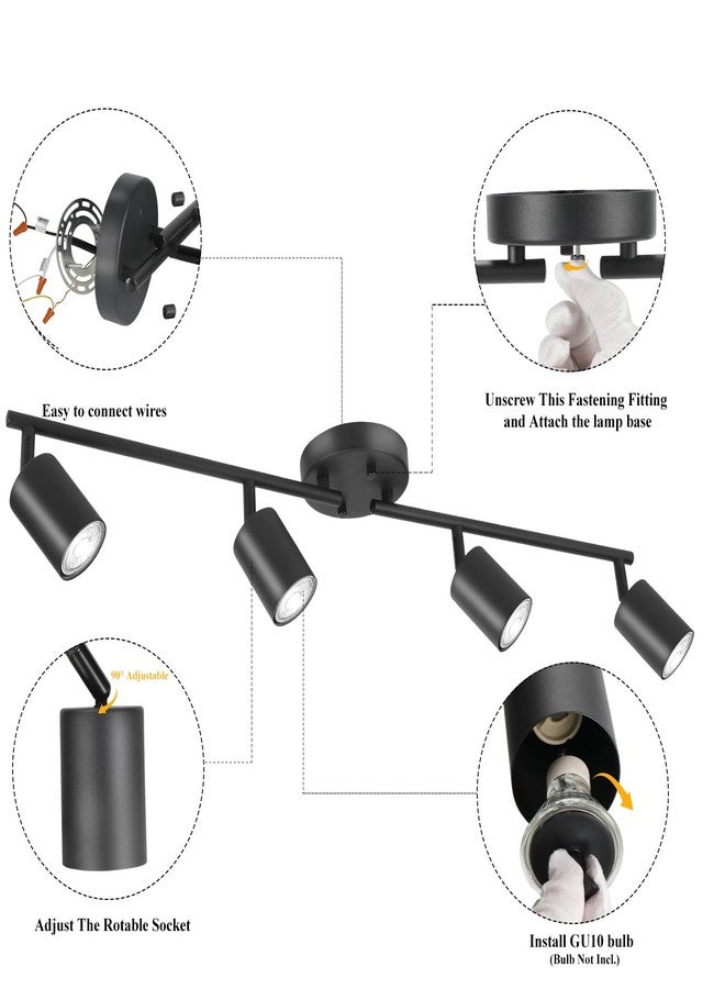 BoostArea - 4 Light Track Light LED Lighting Kit, 4 Way Black Light, Flexible Rotating Light Head for Kitchen, Living Room, Bedroom, Bulb Not Included - Image 5