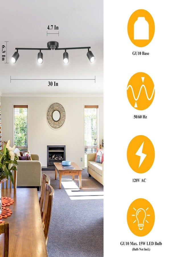 BoostArea - 4 Light Track Light LED Lighting Kit, 4 Way Black Light, Flexible Rotating Light Head for Kitchen, Living Room, Bedroom, Bulb Not Included - Image 4