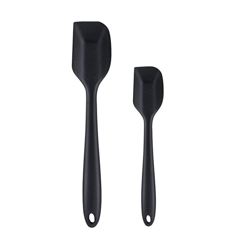 Baskety Silicone NonStick Heat Resistant Spatula Multi Purpose Tools for Kitchen Cooking Set of 2 BlackSpatula Big 28cmSpatula Small 21cm - Image 1