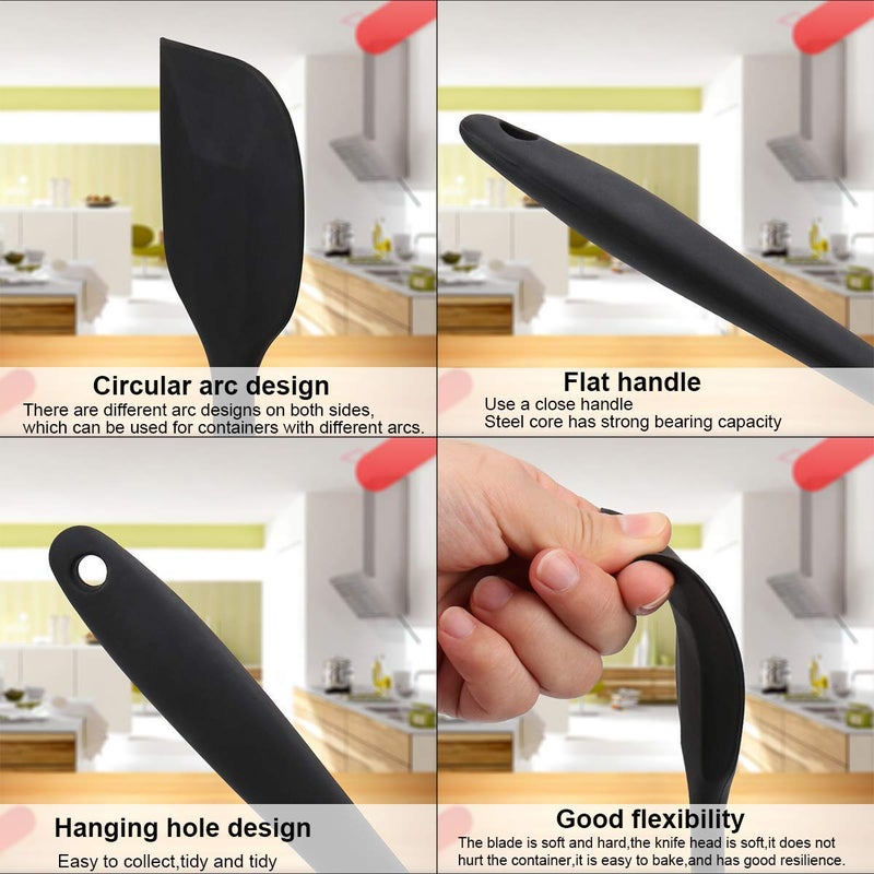 Baskety Silicone NonStick Heat Resistant Spatula Multi Purpose Tools for Kitchen Cooking Set of 2 BlackSpatula Big 28cmSpatula Small 21cm - Image 5