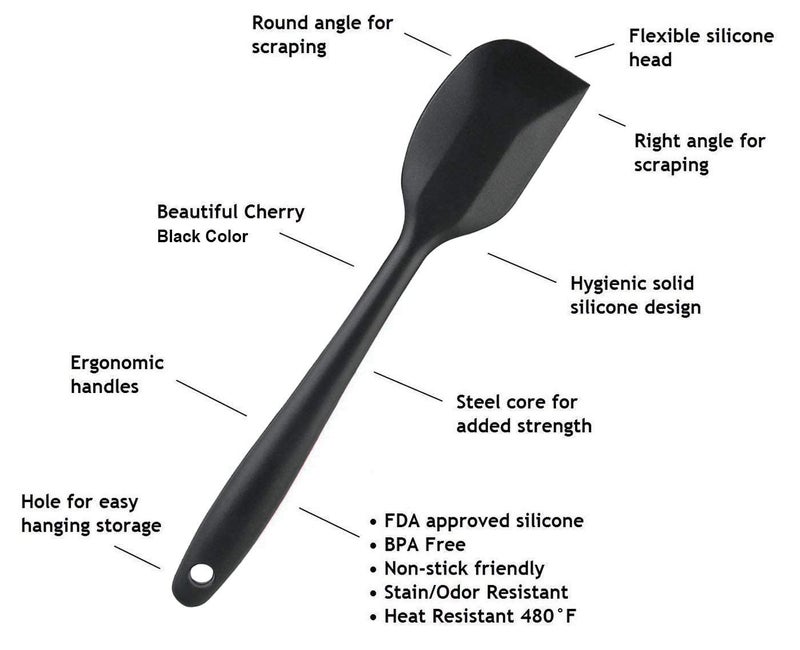 Baskety Silicone NonStick Heat Resistant Spatula Multi Purpose Tools for Kitchen Cooking Set of 2 BlackSpatula Big 28cmSpatula Small 21cm - Image 3