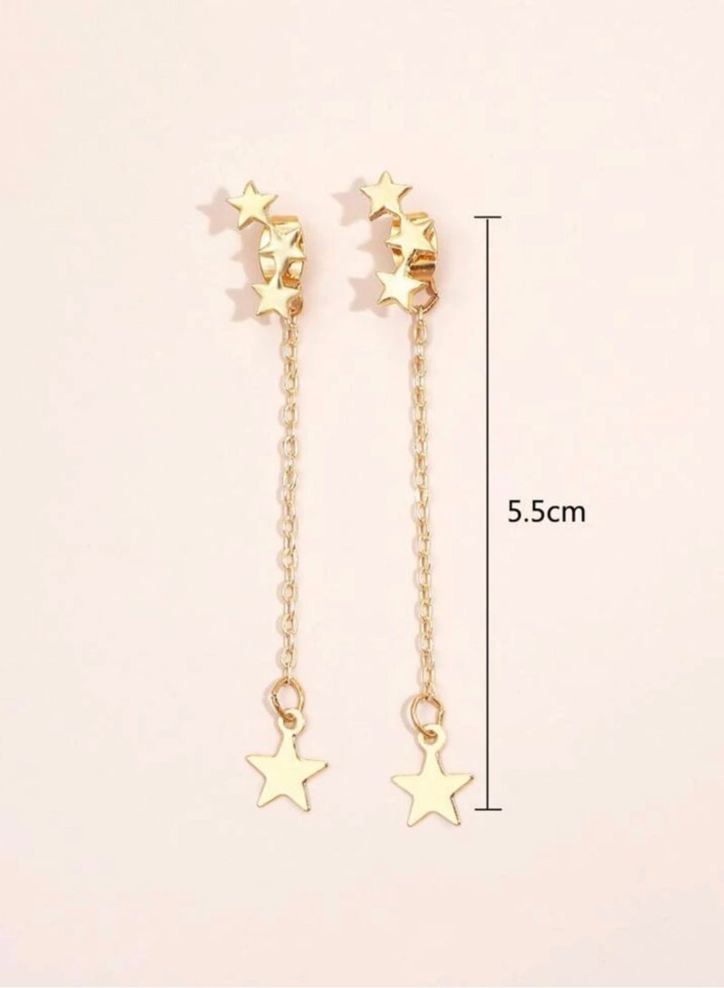 إيكوال حلق اذن نسائي بتصميم عصري وأنيق مطلي باللون الذهبي - Image 5