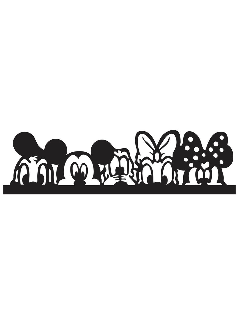 MIRFA Wooden Wall Art With Self Adhesive Base - Black (Mickey Mouse & Friends) - Image 1