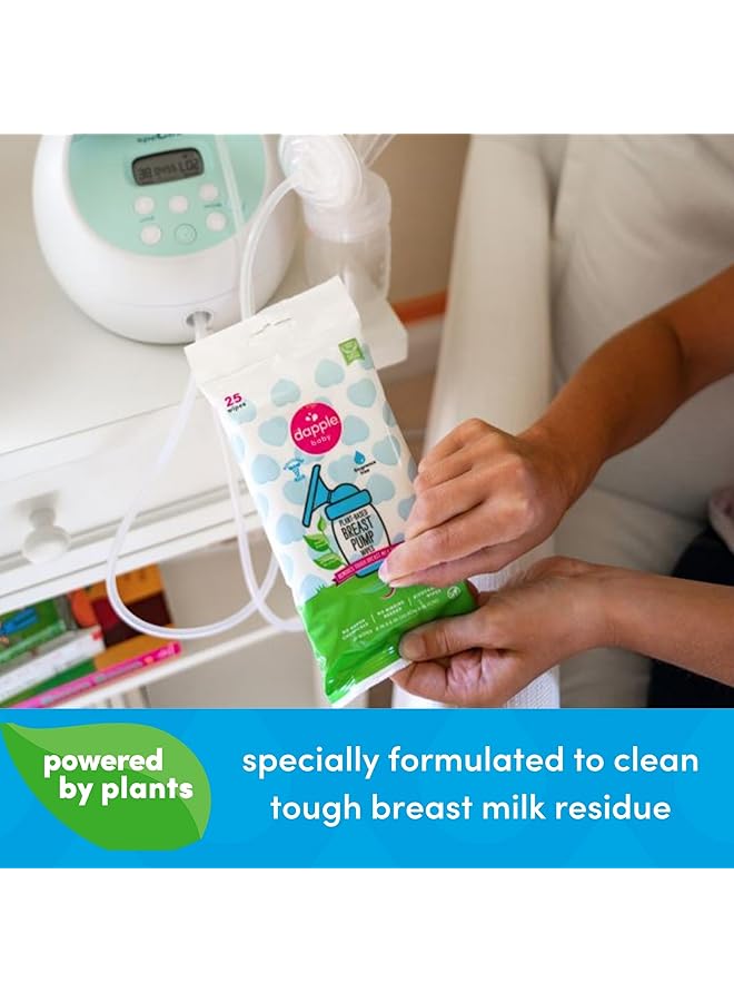 dapple Breast Pump Wipes Baby 25 Count (Pack Of 3) Fragrance Free Plant Based & Hypoallergenic Breast Pump Wipes Removes Milk Residue Leaves No Taste Convenient Wipes Pouch - Image 3