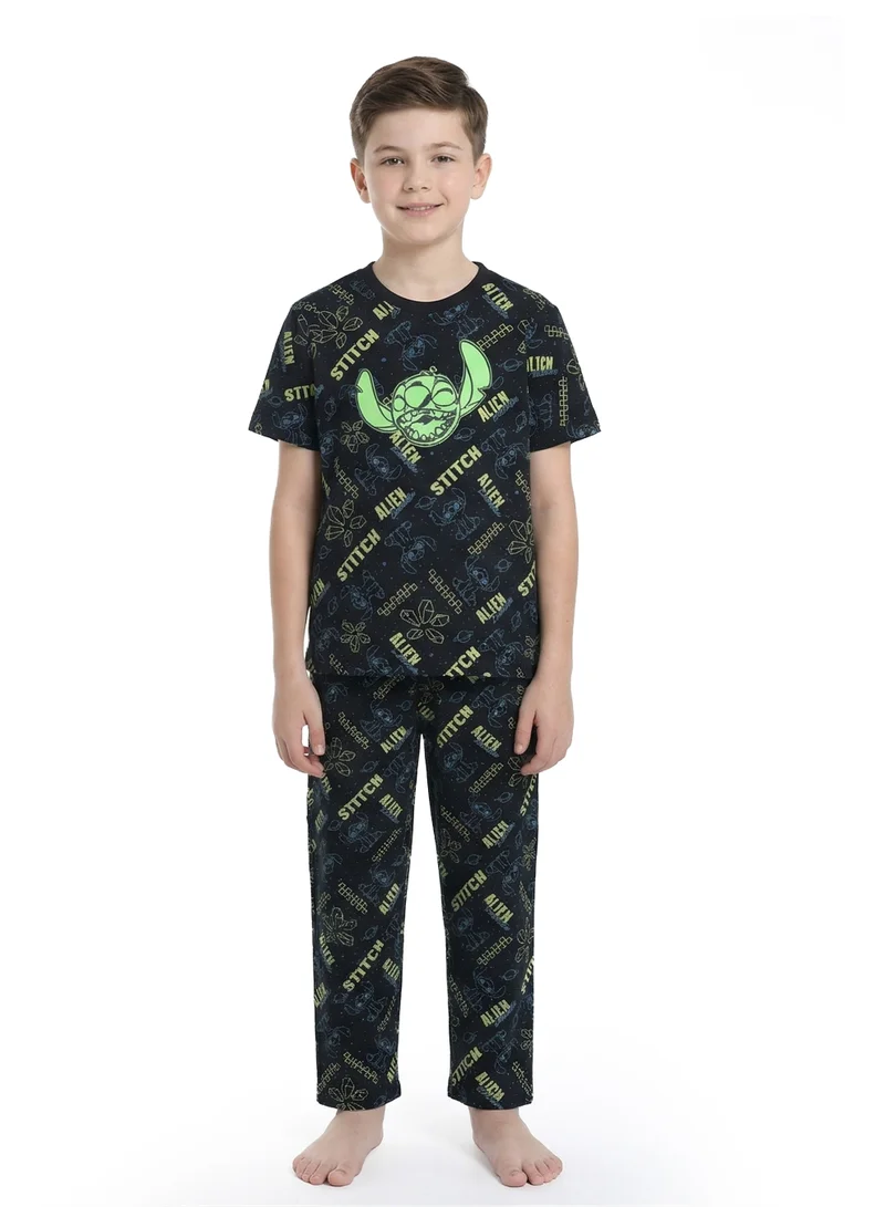 ديزني Teen Boys Disney Stitch Printed T-Shirt & Pyjama Set
