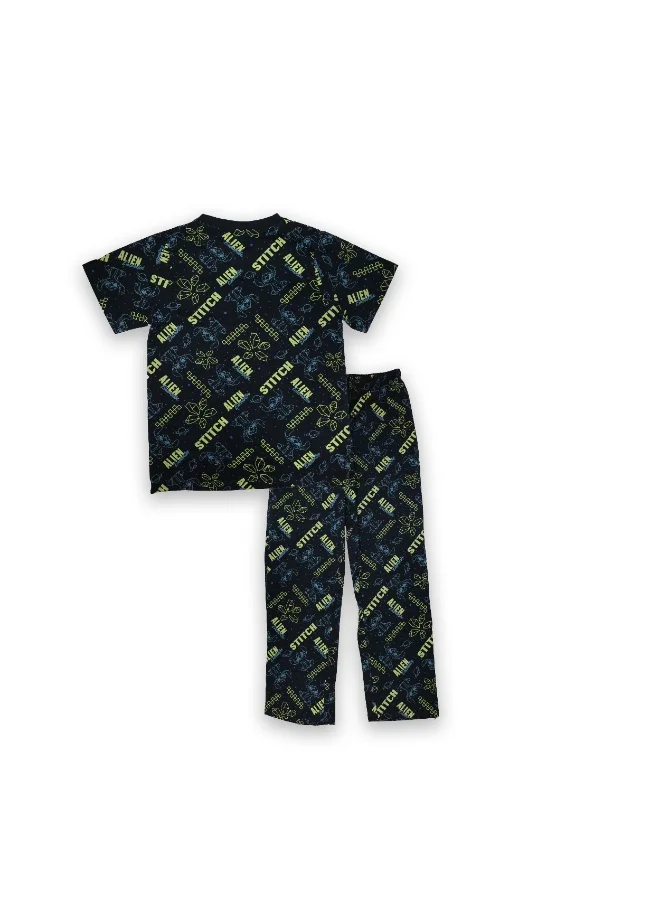Disney  Teen Boys Disney Stitch Printed T-Shirt & Pyjama Set for Kids | Best Price UAE
