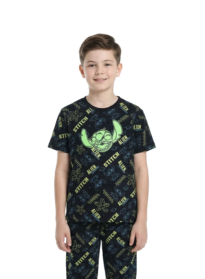 Disney  Teen Boys Disney Stitch Printed T-Shirt & Pyjama Set for Kids | Best Price UAE