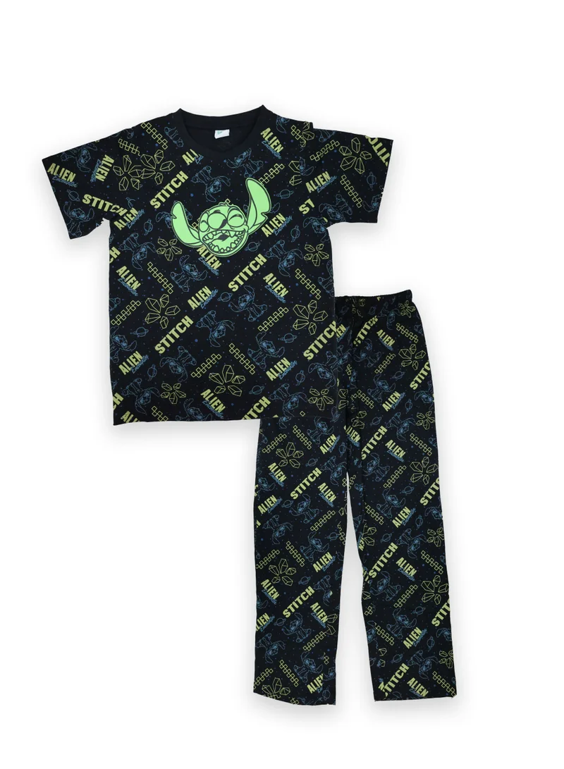 Disney  Teen Boys Disney Stitch Printed T-Shirt & Pyjama Set for Kids | Best Price UAE
