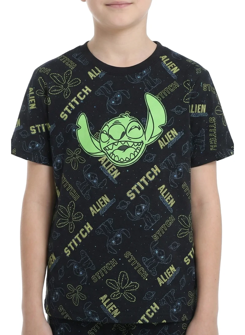 Disney  Teen Boys Disney Stitch Printed T-Shirt & Pyjama Set for Kids | Best Price UAE