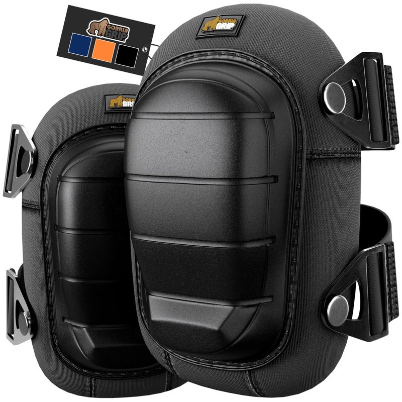 GORILLA GRIP Knee Pads for Work All Day Comfort Gel Cushion and Soft Foam for Men and Women Slip Resistant Heavy Duty Hard Cap Adjustable Straps for Flooring Construction and Gardening Black - Image 2