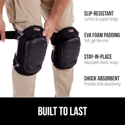 GORILLA GRIP Knee Pads for Work All Day Comfort Gel Cushion and Soft Foam for Men and Women Slip Resistant Heavy Duty Hard Cap Adjustable Straps for Flooring Construction and Gardening Black - Image 3