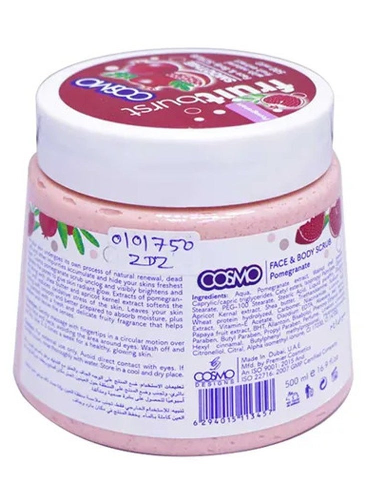 COSMO Fruit Burst Face and Body Pomegranate Scrub 500 ml  - Image 2