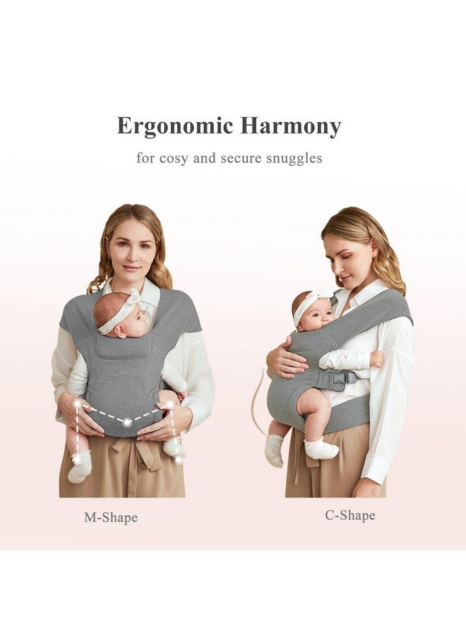 KIDIRA Newborn Carrier, Cozy Baby Carrier, Ergonomic Baby Wrap Carrier, Light Grey - Image 2