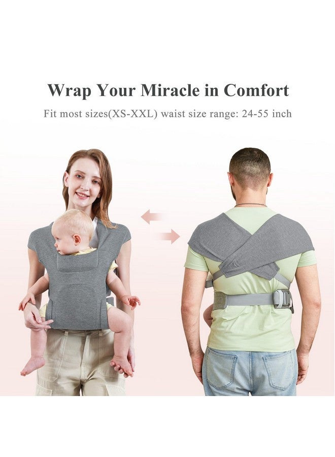 KIDIRA Newborn Carrier, Cozy Baby Carrier, Ergonomic Baby Wrap Carrier, Light Grey - Image 3