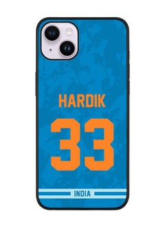 Rugged Black Edge Case iPhone 14, Slim fit Soft Case Flexible Rubber Edges Thin Cover - Player Name - Hardik Pandya, Jersey Number- 33