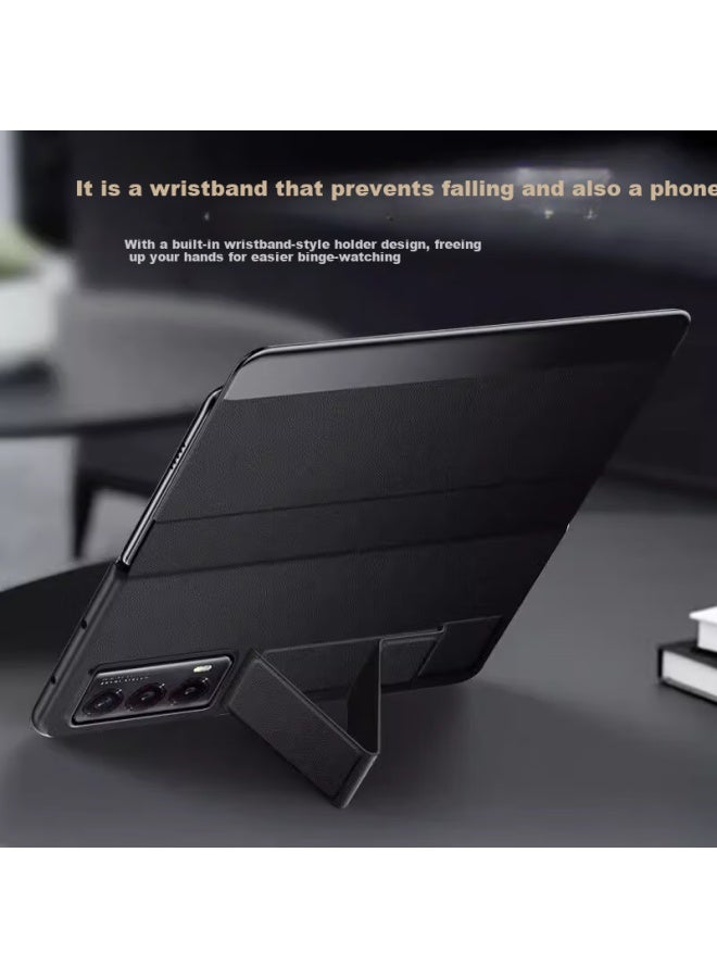 To Lonnie Zilannei Wristband Style Case For Honor Magic Vs2, Vs2 Ultimate Edition Foldable Screen Protective Cover Genuine Leather Full Body Protection Anti-drop Magnetic Flip Cover Window View Men And Women Bu - Image 4