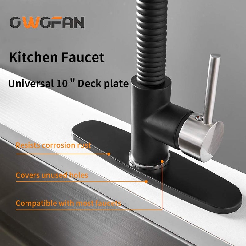 OWOFAN Hole Cover Deck Plate Escutcheon for Bathroom or Kitchen Sink Faucet Single Hole Mixer Tap, 10 Inch Stainless Steel Black WF-4102R - Image 2