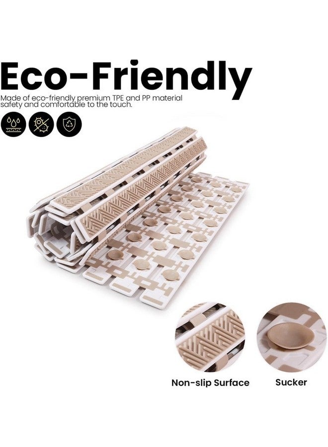 JUGTE PVC Shower Mat Anti-Slip With Suction Cups and Drain Holes, Anti-Skid Plastic Rubber for Bathtub Floor (Beige) - Image 3