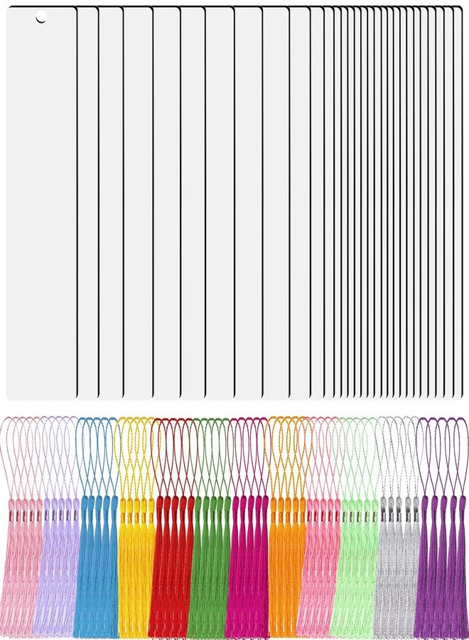 BetterJonny 90Pcs Sublimation Blanks Bookmark, BetterJonny 30Pcs Metal Craft Bookmark with Tassels Rectangle Double Sided Sublimate Unfinished Book Marker Tags for Classroom Projects and Present Tags - Image 1