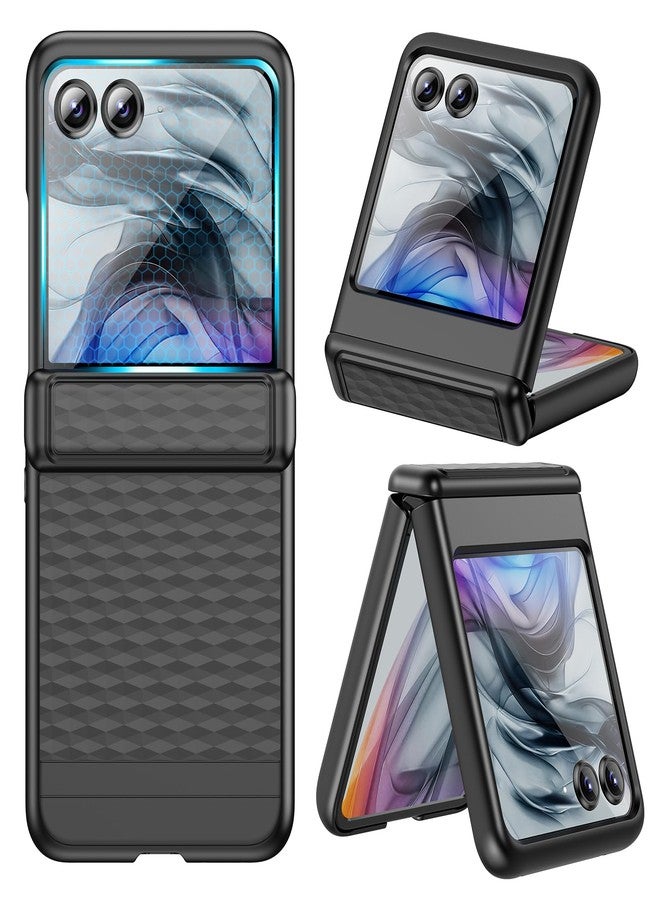 VEGO for Motorola Razr 2024 Case, with Built-in Screen Protector [Hinge Protection][Anti-Scratch & Anti-Slip] Full Body Protective Shockproof Case for Moto Razr 2024/2025-Cube Black - Image 1