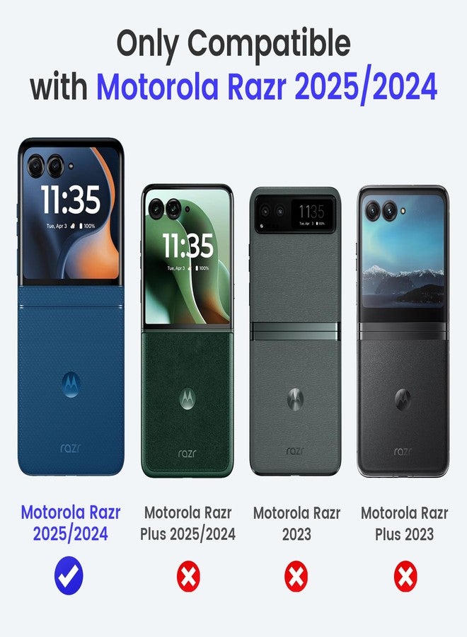 VEGO for Motorola Razr 2024 Case, with Built-in Screen Protector [Hinge Protection][Anti-Scratch & Anti-Slip] Full Body Protective Shockproof Case for Moto Razr 2024/2025-Cube Black - Image 2
