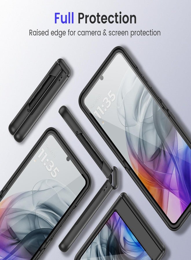 VEGO for Motorola Razr 2024 Case, with Built-in Screen Protector [Hinge Protection][Anti-Scratch & Anti-Slip] Full Body Protective Shockproof Case for Moto Razr 2024/2025-Cube Black - Image 3