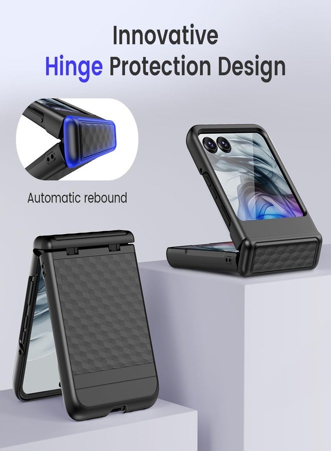 VEGO for Motorola Razr 2024 Case, with Built-in Screen Protector [Hinge Protection][Anti-Scratch & Anti-Slip] Full Body Protective Shockproof Case for Moto Razr 2024/2025-Cube Black - Image 5