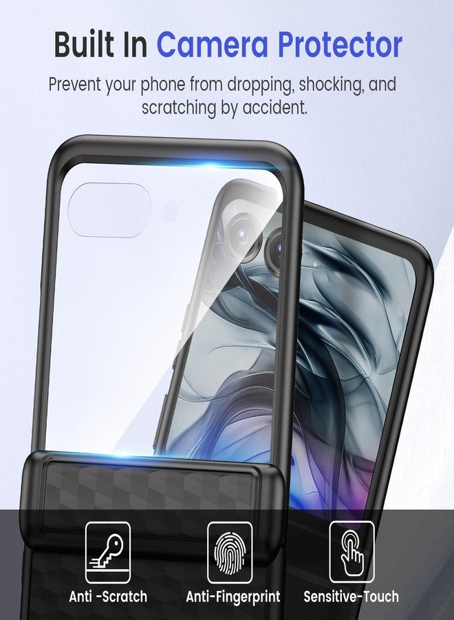 VEGO for Motorola Razr 2024 Case, with Built-in Screen Protector [Hinge Protection][Anti-Scratch & Anti-Slip] Full Body Protective Shockproof Case for Moto Razr 2024/2025-Cube Black - Image 4