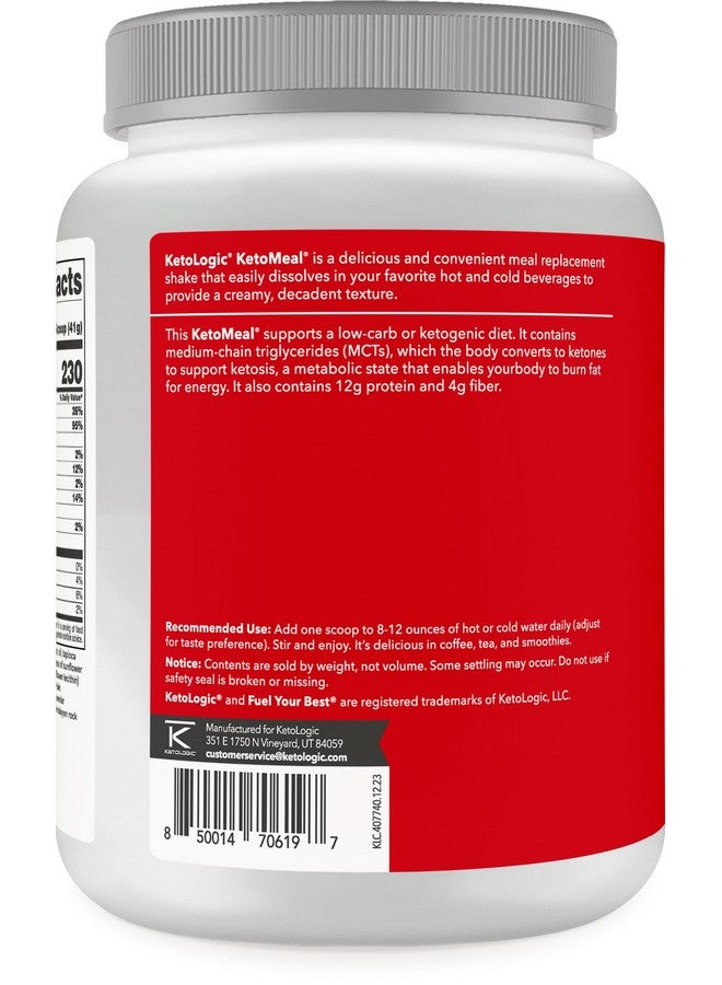 KetoLogic Keto Meal Replacement Shake Powder for Optimal Results + MCT Oil + Grass-Fed Whey - Perfectly Formulated Macros for Ketosis - 20 Servings - Chocolate - Image 3
