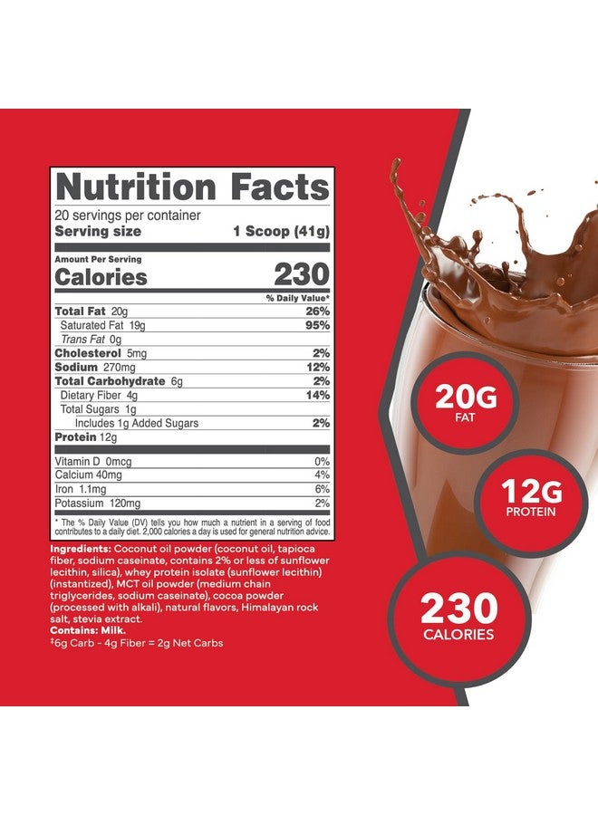 KetoLogic Keto Meal Replacement Shake Powder for Optimal Results + MCT Oil + Grass-Fed Whey - Perfectly Formulated Macros for Ketosis - 20 Servings - Chocolate - Image 2