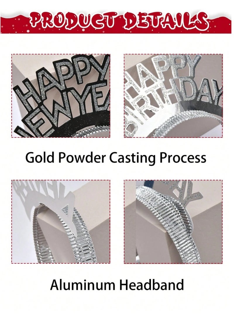 New Year's decorations 2026, six-piece hairband with the phrase "Happy New Year" and six paper whistles. - Image 4