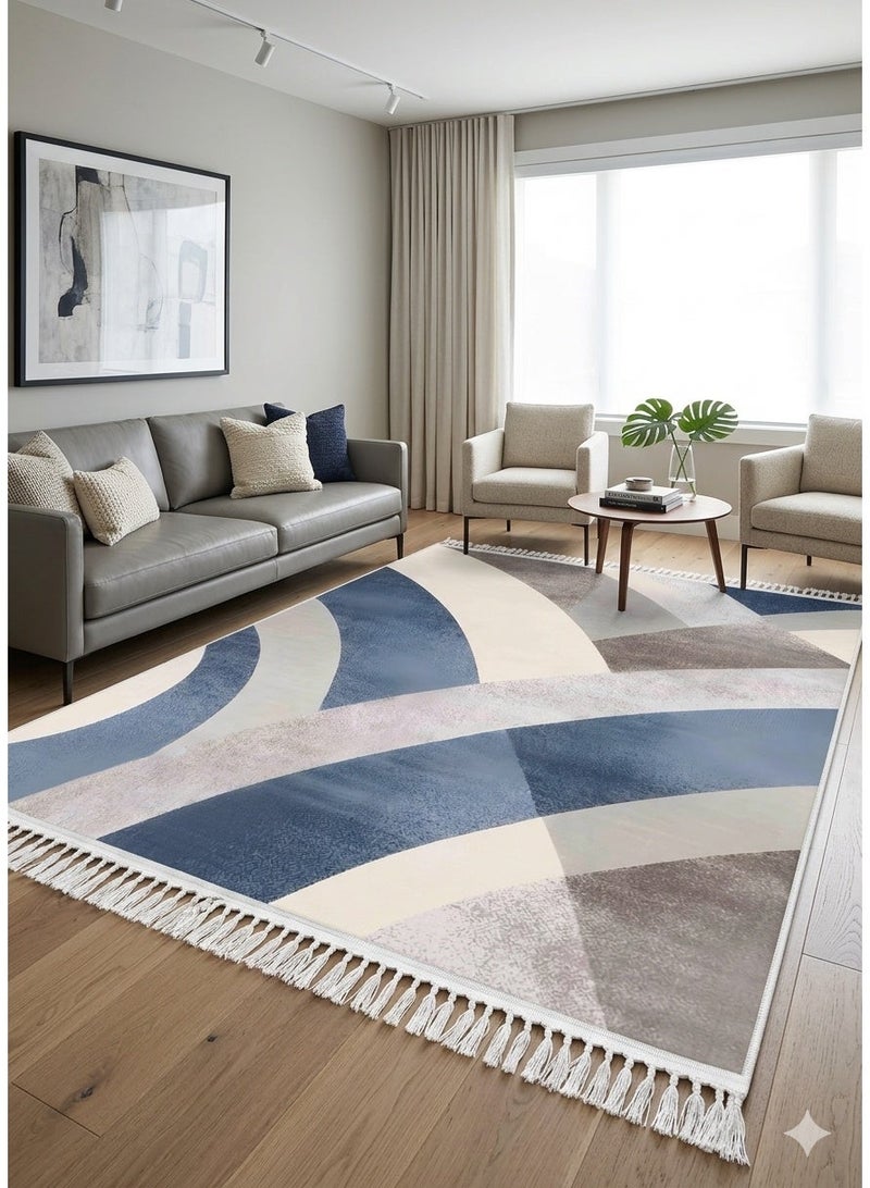 بديل سجاد مودرن 3D - تصميم تجريدي انسيابي - مقاس 160×230 سم - ظهر دوتس مانع للانزلاق وقابل للغسيل - Image 2