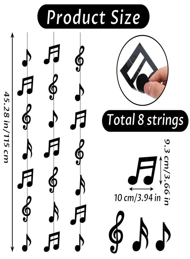 Larrel 8PCS Music Notes Party Decorations, Black Musical Note Hanging Swirl, Music Theme Party Supplies, Musical Notes Garland for Concerts, Music-Theme Parties, Birthdays, Weddings and Baby Showers - Image 2