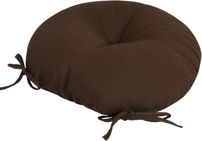 FUNHOME Bistro Chair Cushions 15 inch,Set of 2,Tufted Round Chair Cushions with Ties,15"x15"x4",Waterproof Round Seat Cushion for Barstool Chairs,Patio Garden Kitchen Outdoor Furniture(Chocolate Brown) - Image 5
