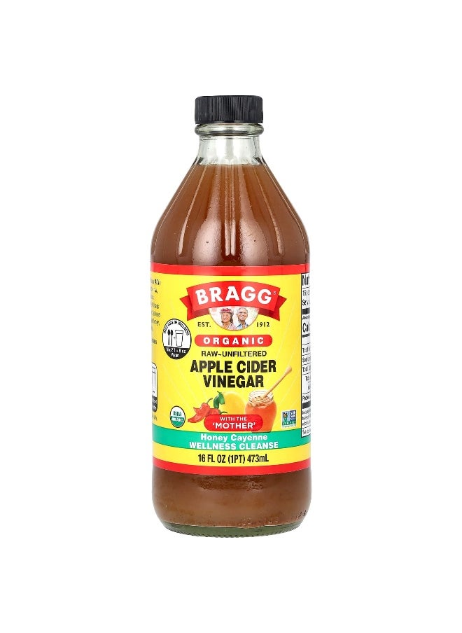 Bragg Bragg, Organic Apple Cider Vinegar With The 'Mother', Honey Cayenne, 16 fl oz (473 ml)  - Image 1