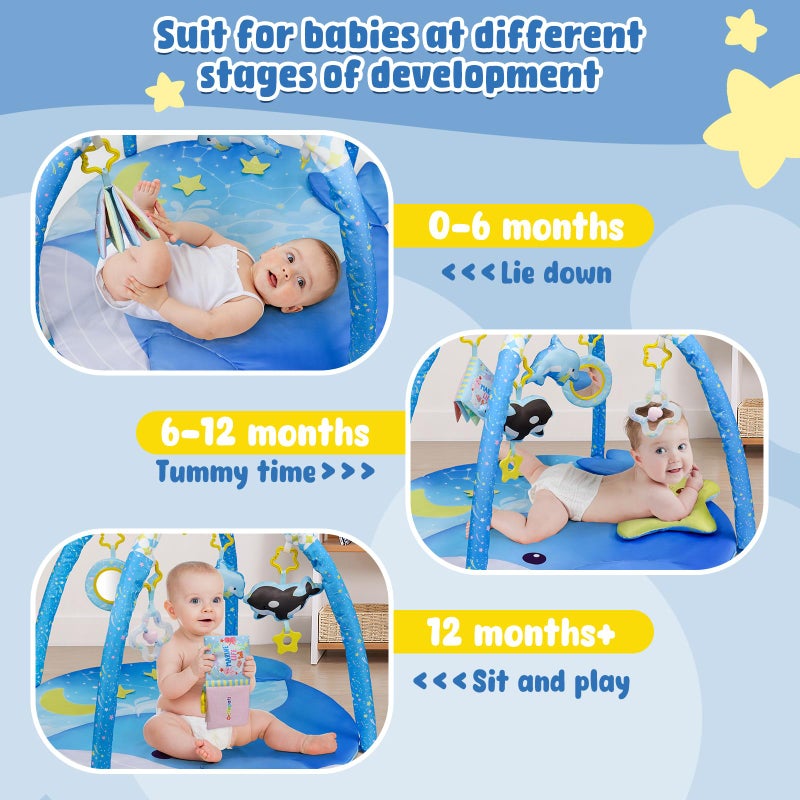 Dr.Rapeti 31x31inch Baby Play Mat, Activity Baby Play Gym with Arch, Playmats & Floor Gyms, Detachable Mirror and Squeaky Soft Set, Thick Non-Toxic Playmats - Image 3
