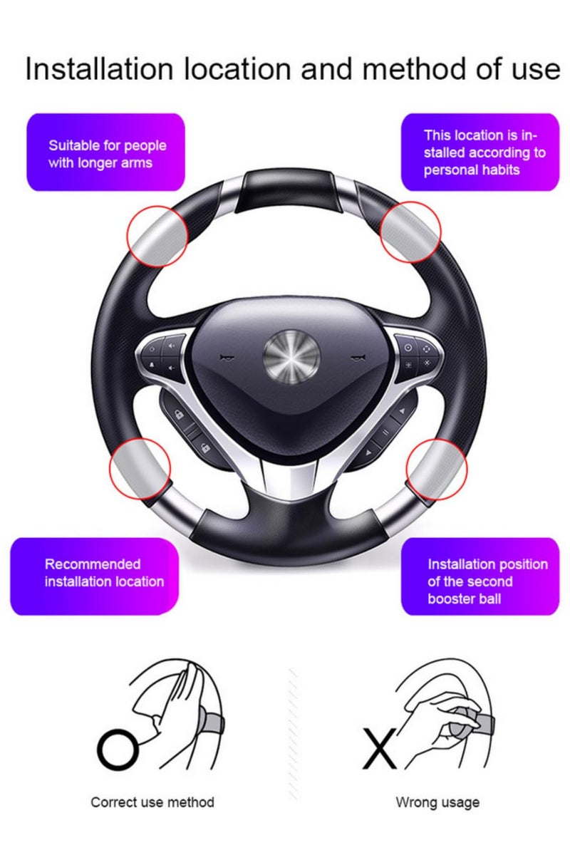 "مقوّد مساعد للسيارة بمقبض دوّار 360 درجة مع محمل معدني، مقبض كروي الشكل لتحكم يدوي سهل، لتعزيز الراحة والأمان أثناء القيادة" - Image 3