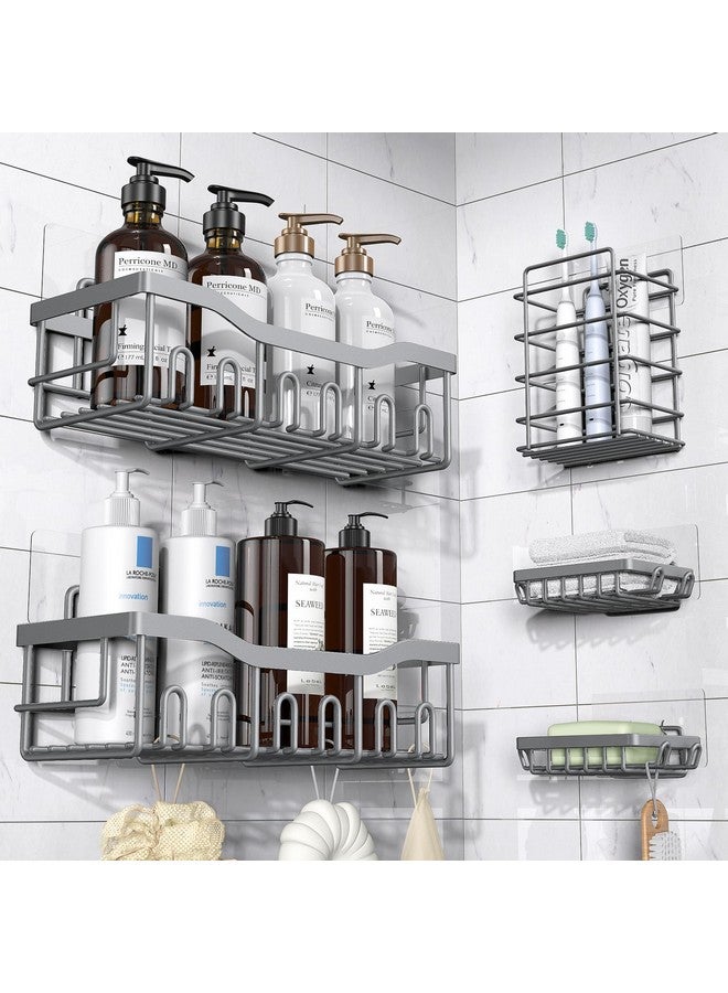 EUDELE EUDELE 5-Pack Rustproof Stainless Steel Shower Caddy - No Drill Adhesive Bathroom Organizer with Large Capacity, Spacious Shower Shelves for Inside Shower, Kitchen & Home Decor Storage  - Image 1