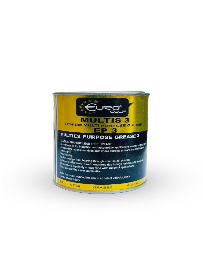 Euro Gulf Multis 3 Lithium Multi Purpose Grease EP 3 – High Performance Industrial & Automotive Lubricating Grease – 500g - Image 1