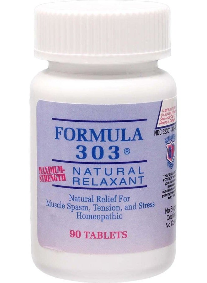 Dee Cee Laboratories Dee CEE Labs Formula 303 Maximum Strength Tablets, 90 Tablets; All-Natural containing Magnesium for Sore Muscles, Passion Flower, and Valerian Root - Image 1