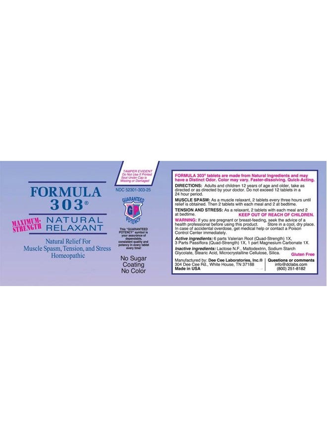 Dee Cee Laboratories Dee CEE Labs Formula 303 Maximum Strength Tablets, 90 Tablets; All-Natural containing Magnesium for Sore Muscles, Passion Flower, and Valerian Root - Image 4