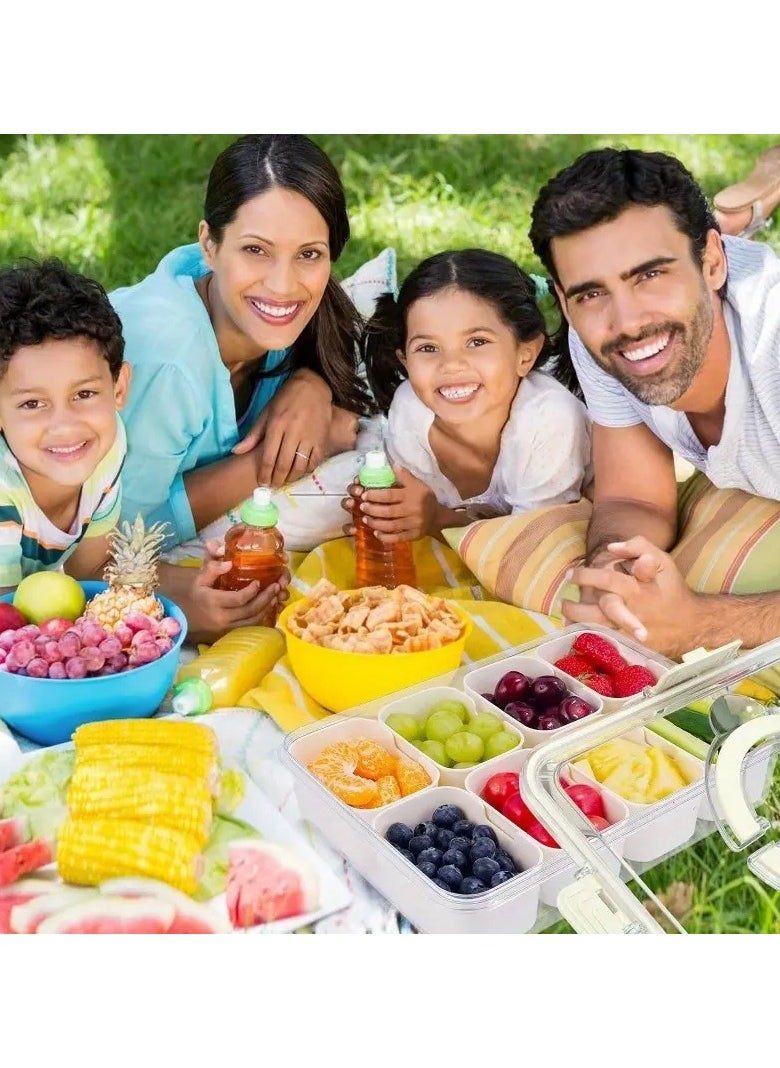 Multi-Compartment Snack Tray with Lid and Handle - Portable PET Container for Fruits, Vegetables, and Candy - Perfect for Christmas and Easter - Food Safe Serving Tray