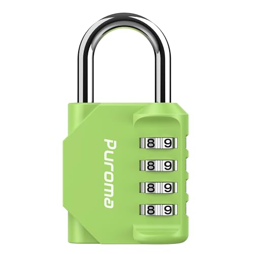 Puroma 1 Pack Combination Lock for Locker 4 Digit Outdoor Waterproof Padlock for School, Gym, Sports, Fence, Toolbox, Gate, Case, Outdoor, Hasp Storage, Cabinets (Yellow-Green) - Image 1
