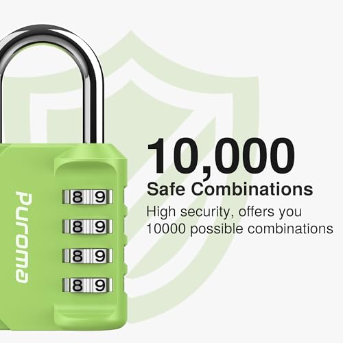 Puroma 1 Pack Combination Lock for Locker 4 Digit Outdoor Waterproof Padlock for School, Gym, Sports, Fence, Toolbox, Gate, Case, Outdoor, Hasp Storage, Cabinets (Yellow-Green) - Image 2